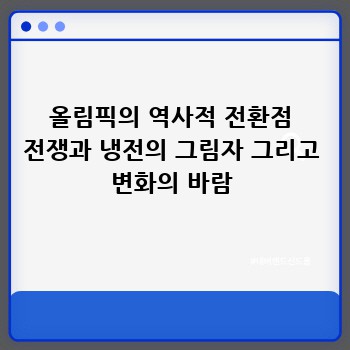 올림픽의 역사적 전환점 전쟁과 냉전의 그림자 그리고 변화의 바람